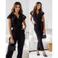 Slimming Short-Sleeved Jumpsuit