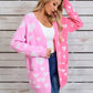 Hearts Open Front Long Sleeve Cardigan