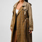 Bliss Plaid  Khaki Contrast Trench Coat