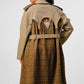 Bliss Plaid  Khaki Contrast Trench Coat