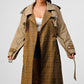 Bliss Plaid  Khaki Contrast Trench Coat