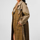 Bliss Plaid  Khaki Contrast Trench Coat