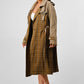 Bliss Plaid  Khaki Contrast Trench Coat