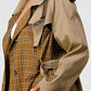 Bliss Plaid  Khaki Contrast Trench Coat