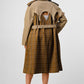 Bliss Plaid  Khaki Contrast Trench Coat