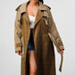 Bliss Plaid  Khaki Contrast Trench Coat