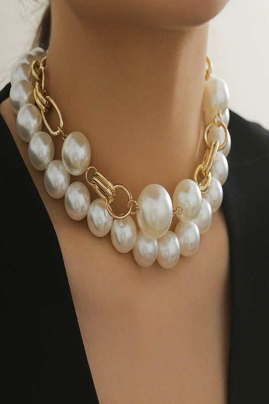 Double Layered Faux Pearl Necklace