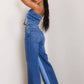 High-Rise Color Block Wide Jeans