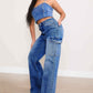 Pearl High-Rise Wide Leg Cargo Jeans