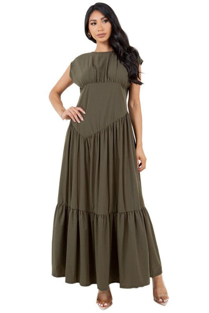 Ruffle Gathered Maxi Dress