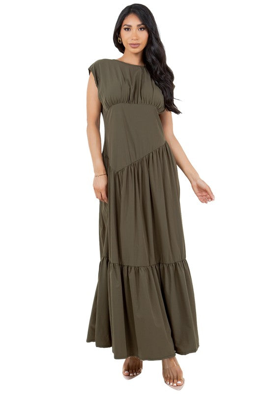 Ruffle Gathered Maxi Dress