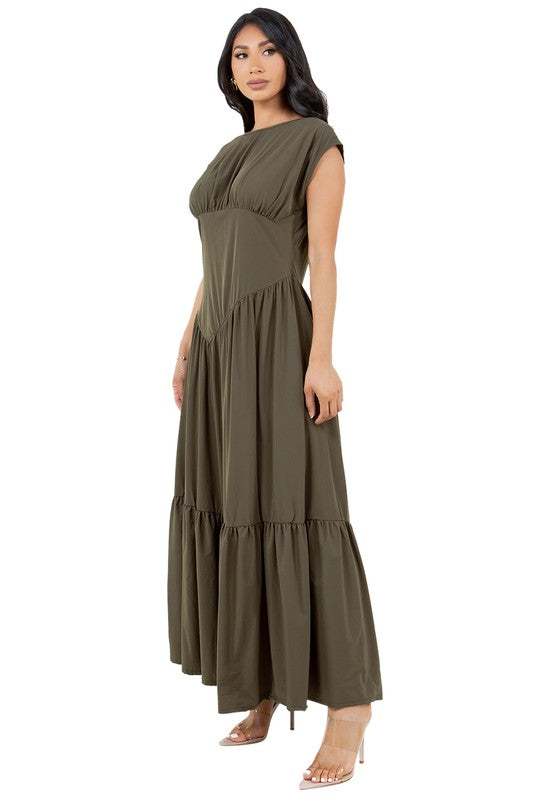 Ruffle Gathered Maxi Dress