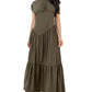 Ruffle Gathered Maxi Dress