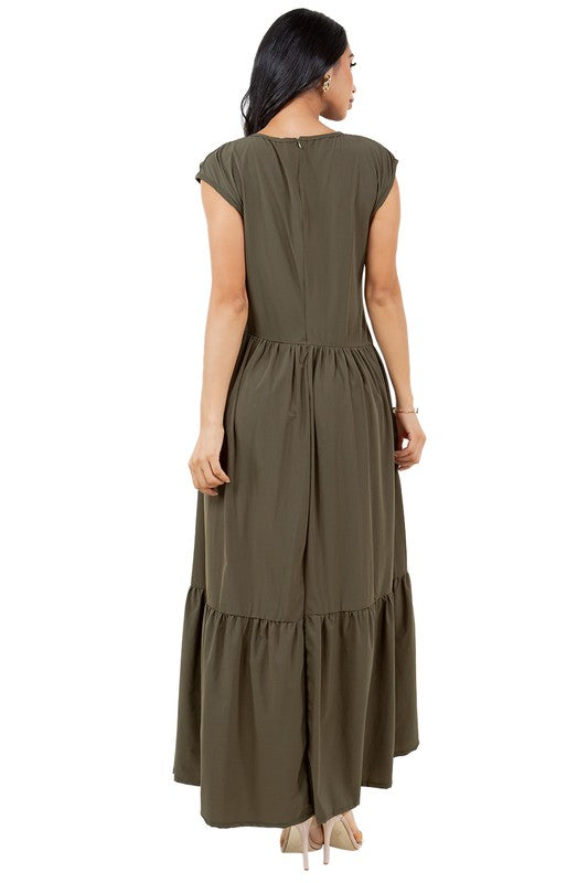 Ruffle Gathered Maxi Dress