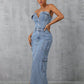 Slit Button Tube Denim Dress