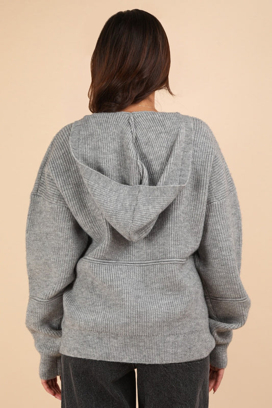 Drop Shoulder Hooded Sweater