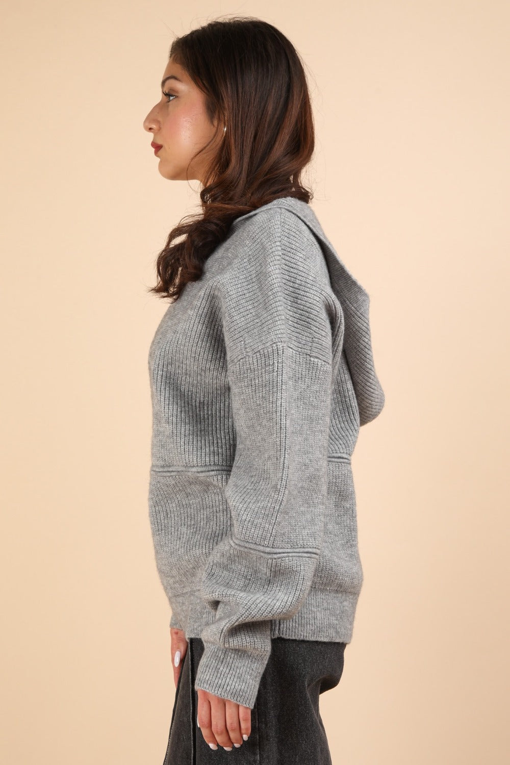 Drop Shoulder Hooded Sweater