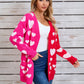 Hearts Open Front Long Sleeve Cardigan