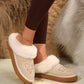 Beige Butterfly Sequined Thick Sole Plush Slip On Boots