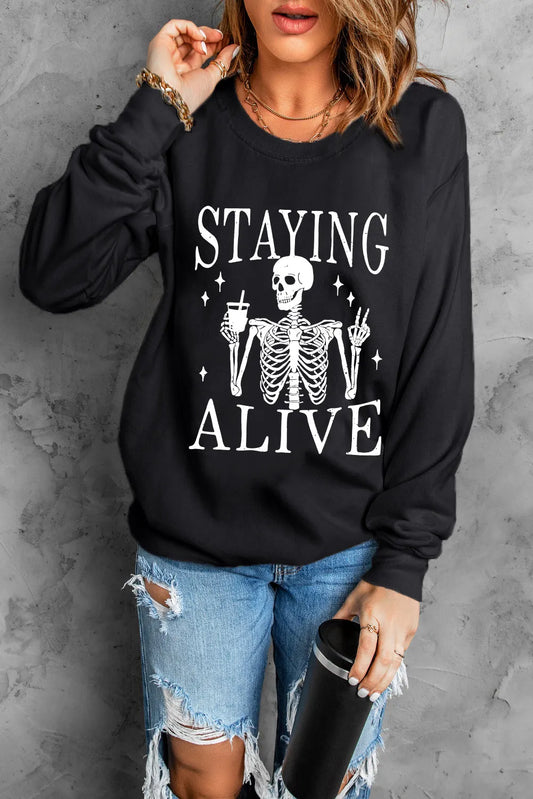 Skull Graphic Long Sleeve Sweatshirt