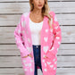 Hearts Open Front Long Sleeve Cardigan