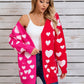 Hearts Open Front Long Sleeve Cardigan