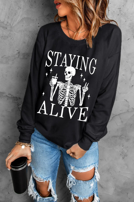 Skull Graphic Long Sleeve Sweatshirt