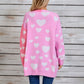 Hearts Open Front Long Sleeve Cardigan