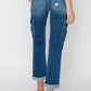 High Rise Cargo Ankle Roll Up Jeans