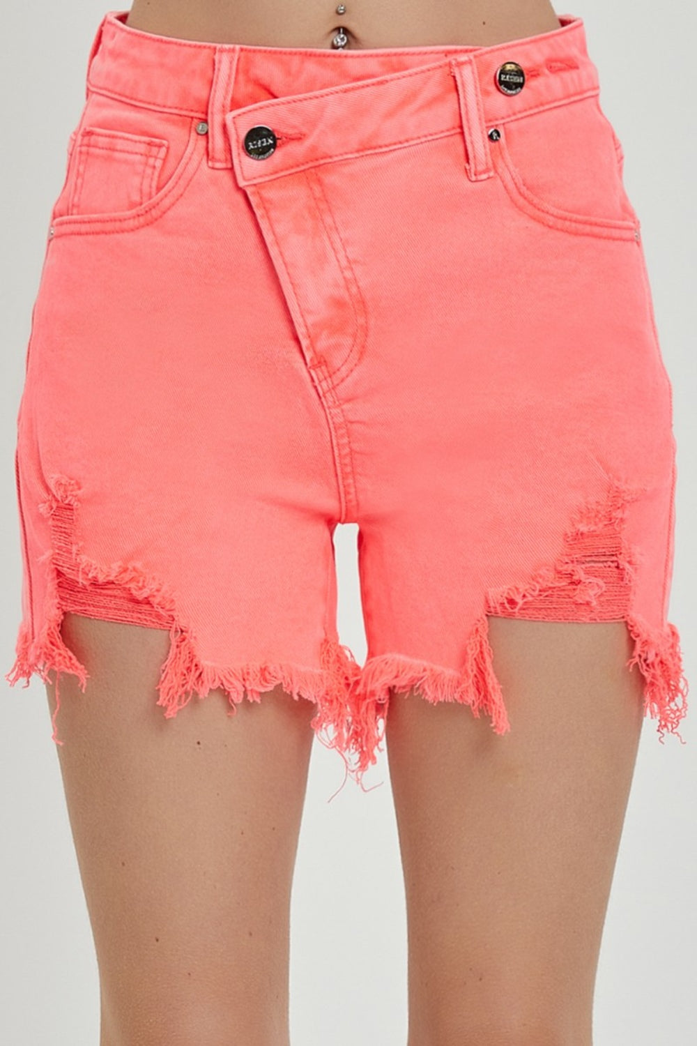 Asymmetrical Waist Denim Shorts