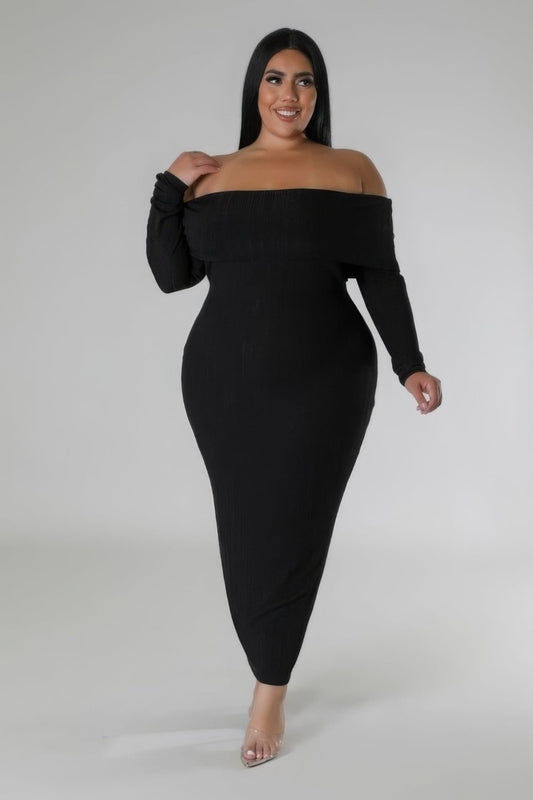 Plus Size Off Shoulders Stretch Dress