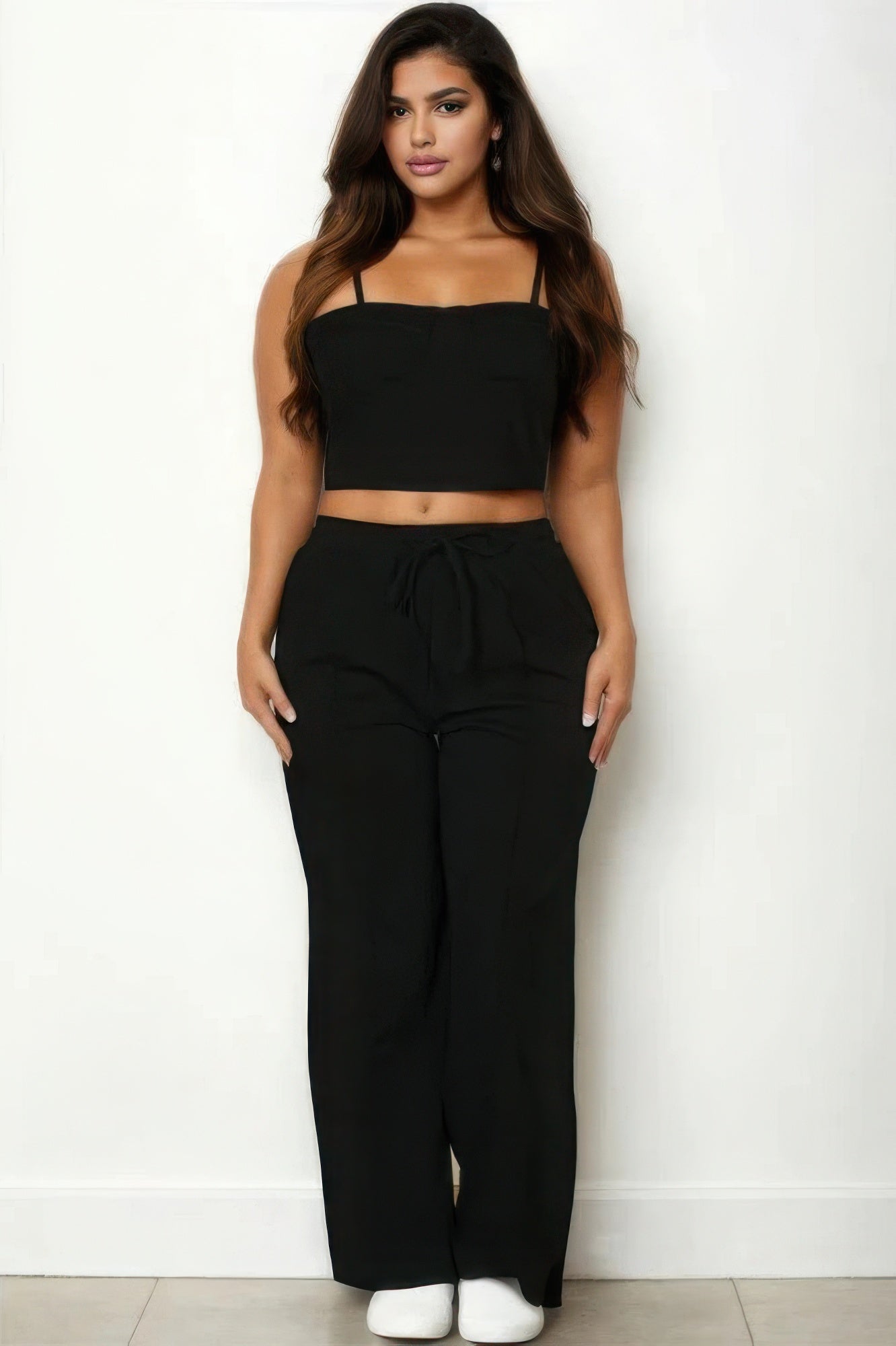 Plus Bustier Crop Cami Top & Pant Sets