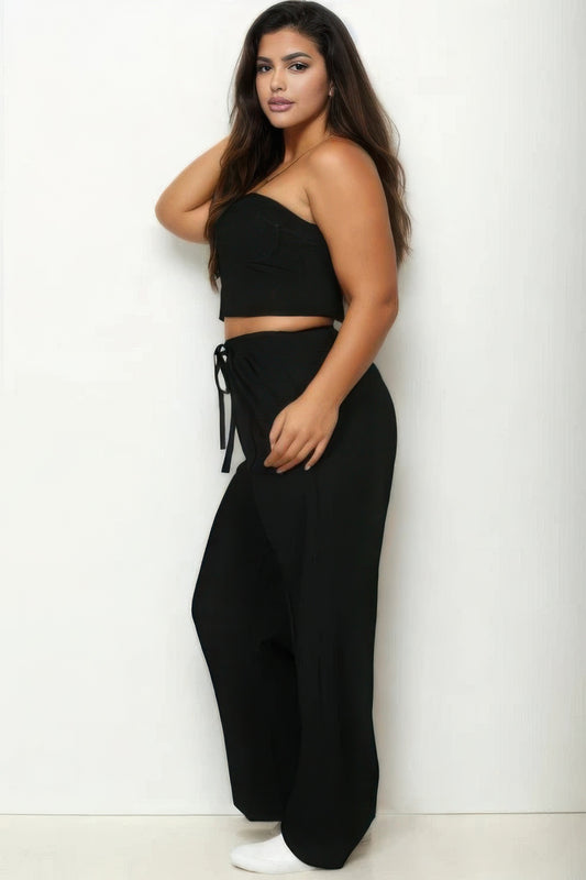 Plus Bustier Crop Cami Top & Pant Sets