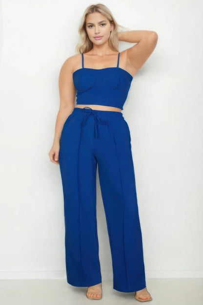 Plus Bustier Crop Cami Top & Pant Sets