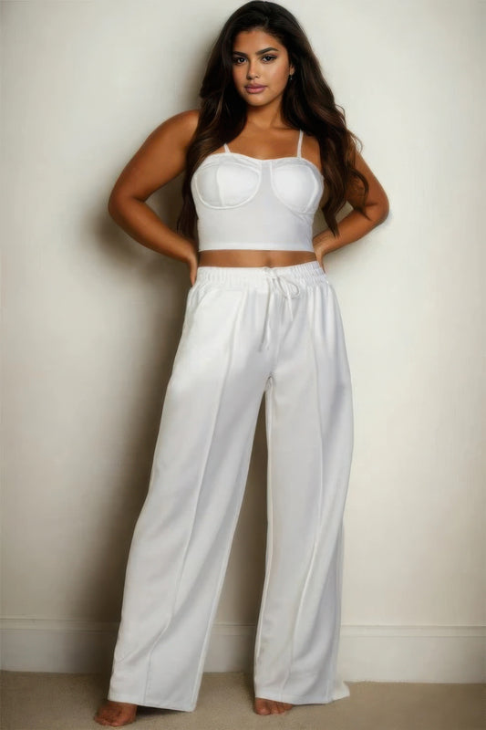 Plus Bustier Crop Cami Top & Pant Sets