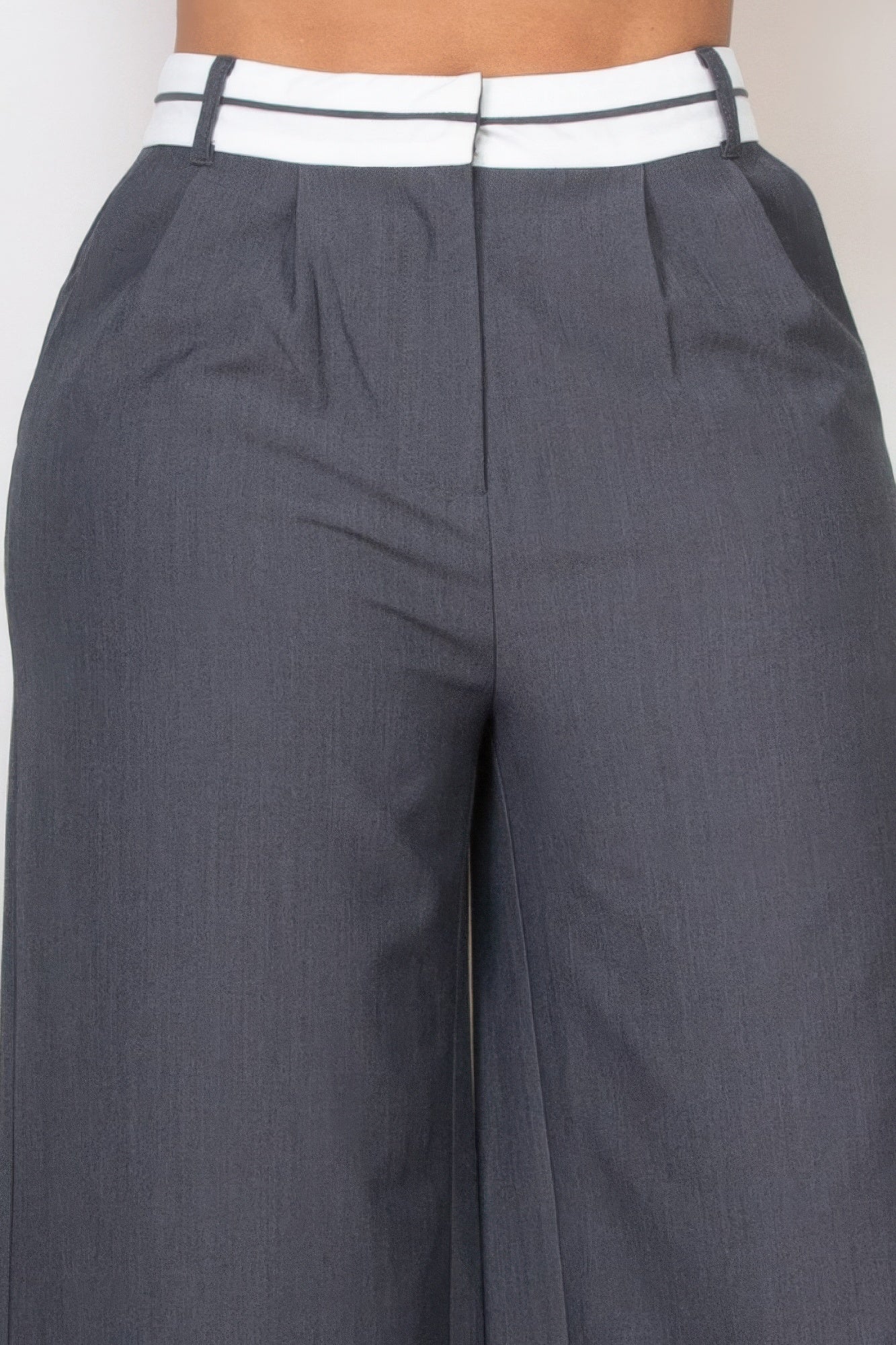 Pleated Double Waistband Pants