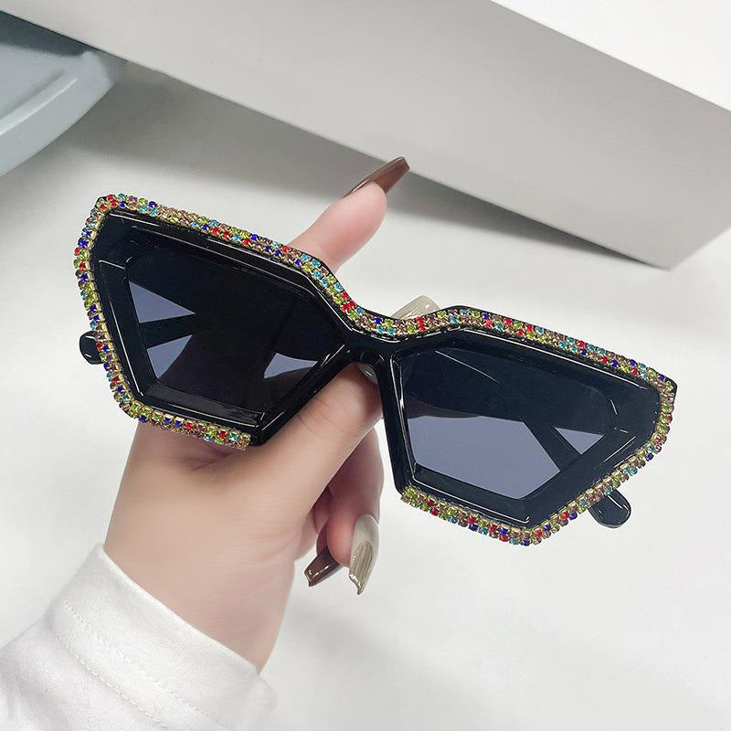 Diamond-Studded Irregular Sunglasses