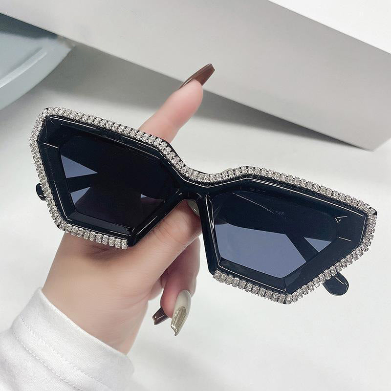 Diamond-Studded Irregular Sunglasses