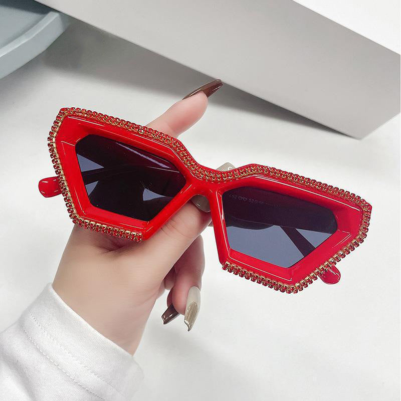 Diamond-Studded Irregular Sunglasses