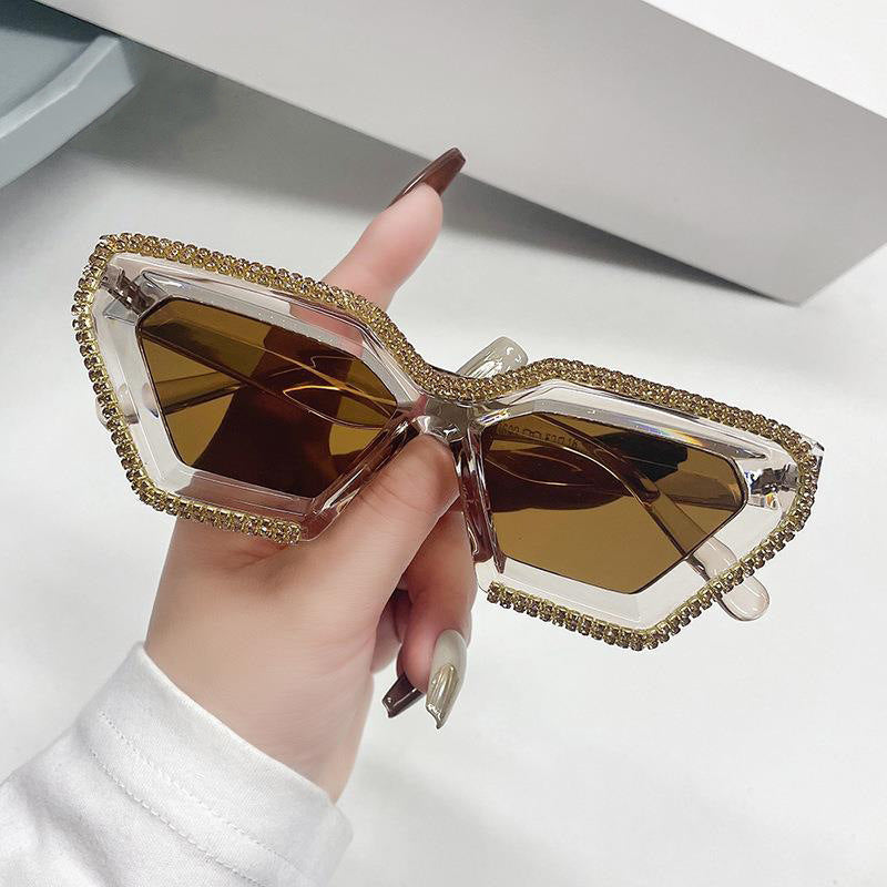 Diamond-Studded Irregular Sunglasses