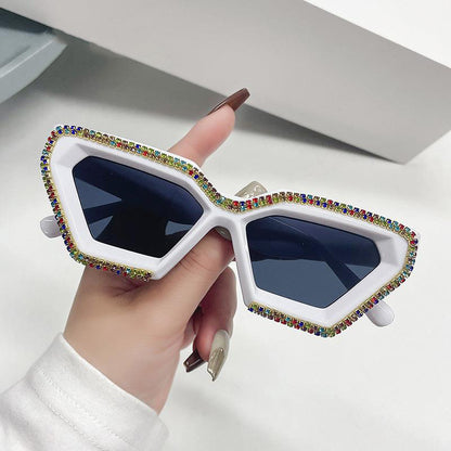 Diamond-Studded Irregular Sunglasses