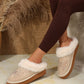 Beige Butterfly Sequined Thick Sole Plush Slip On Boots