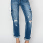 High Rise Cargo Ankle Roll Up Jeans