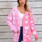 Hearts Open Front Long Sleeve Cardigan