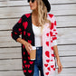 Hearts Open Front Long Sleeve Cardigan