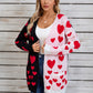 Hearts Open Front Long Sleeve Cardigan