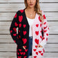 Hearts Open Front Long Sleeve Cardigan