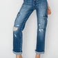 High Rise Cargo Ankle Roll Up Jeans