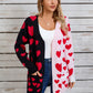 Hearts Open Front Long Sleeve Cardigan